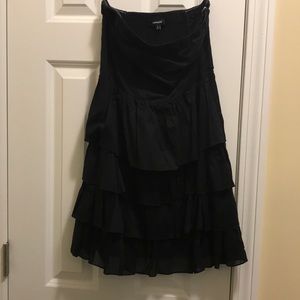 Strapless black ruffle dress